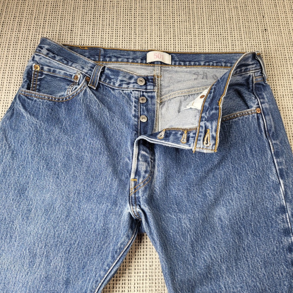 Levi's Jeans Mens 36x25 Blue 501 Original Fit Button Fly Straight Leg Denim 6423
